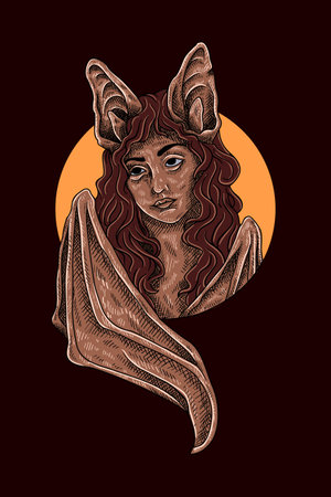 Bat girl vector illustrationのイラスト素材