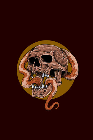 Skull with snake vector illustrationのイラスト素材