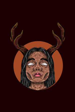 Horned girl vector illustrationのイラスト素材