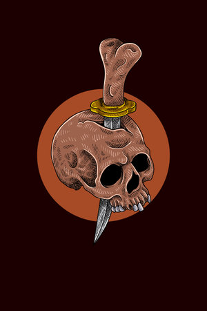 Skull with dagger vector illustrationのイラスト素材
