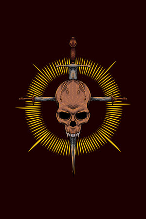 Skull with sword vector illustrationのイラスト素材