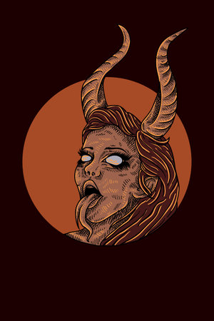 Horned girl vector illustrationのイラスト素材