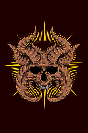 Many horned skull vector illustrationのイラスト素材