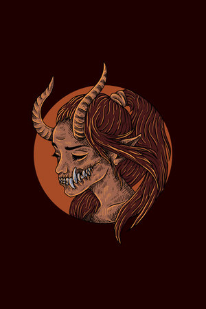 Horned devil girl vector illustrationのイラスト素材