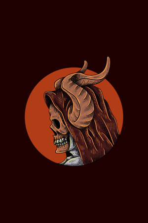 Horned skull vector illustrationのイラスト素材