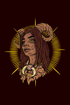 Horned girl vector illustrationのイラスト素材
