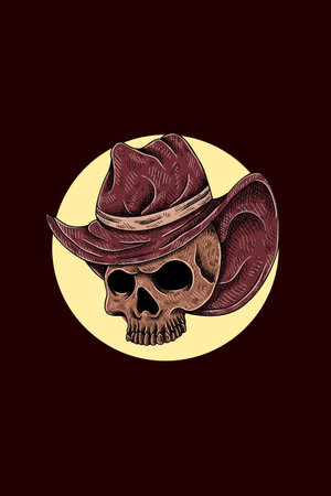 Skull with hat vector illustrationのイラスト素材