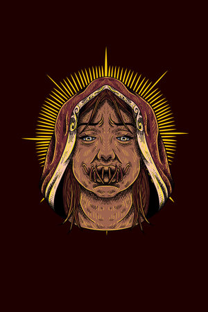 Girl with sewn mouth vector illustrationのイラスト素材