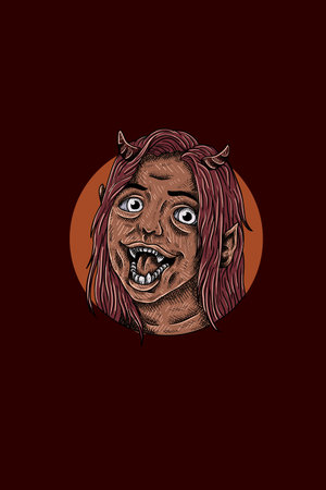 Devil children head vector illustrationのイラスト素材