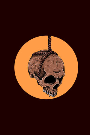 Skull with rope vector illustrationのイラスト素材