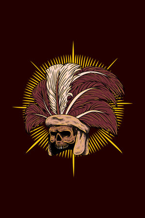 Skull african warrior vector illustrationのイラスト素材