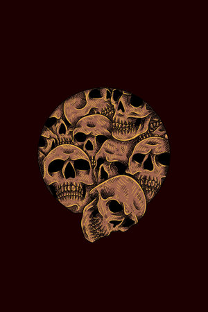 Many human skull vector illustrationのイラスト素材