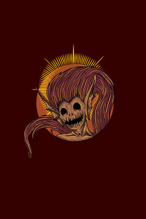 Monster with long hair vector illustrationのイラスト素材