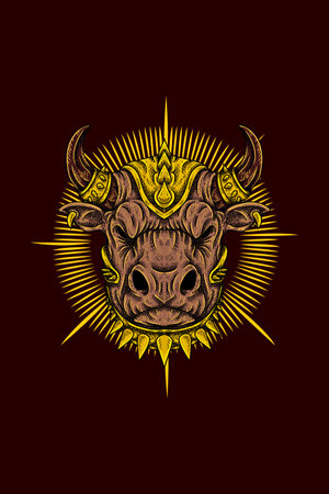 Warrior bull head vector illustrationのイラスト素材