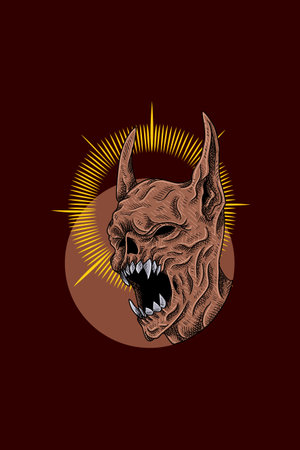 Angry monster head vector illustrationのイラスト素材