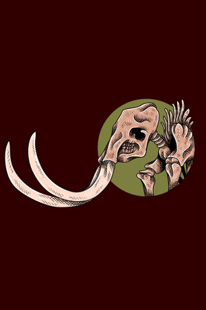 Mammoth head skull vector illustrationのイラスト素材