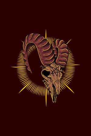 Horned goat skull vector illustrationのイラスト素材