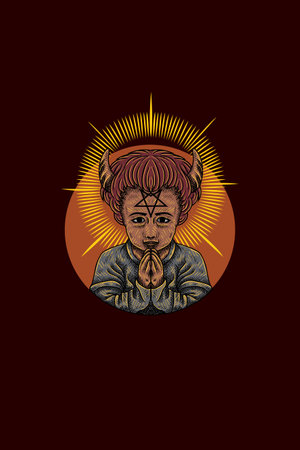 Horned satan boy vector illustrationのイラスト素材