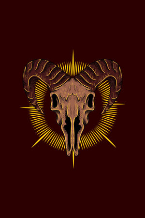 Goat head skull vector illustrationのイラスト素材