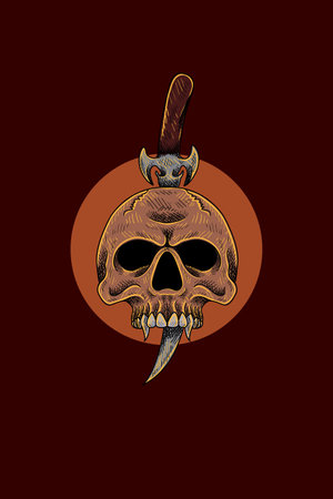Skull with dagger vector illustrationのイラスト素材