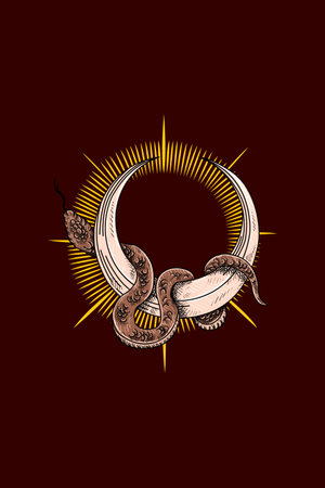 Moon with snake vector illustration