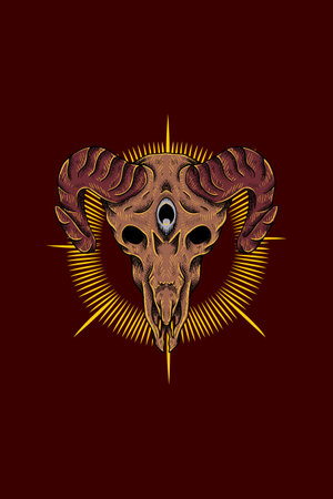 Monster goat skull vector illustrationのイラスト素材