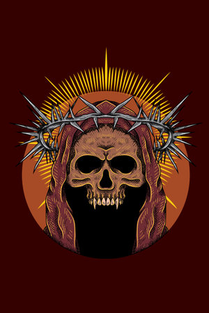 Skull with barbed wire vector illustrationのイラスト素材