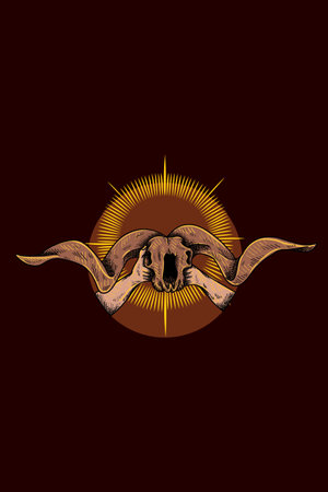 Goat skull with hands vector illustrationのイラスト素材