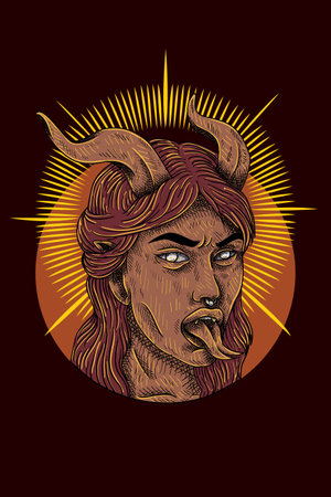 Devil girl head vector illustrationのイラスト素材
