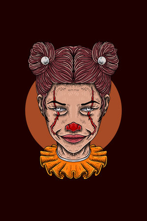 Clown girl head vector illustrationのイラスト素材
