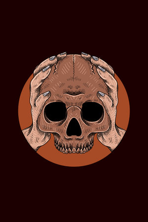 Skull with hand vector illustrationのイラスト素材