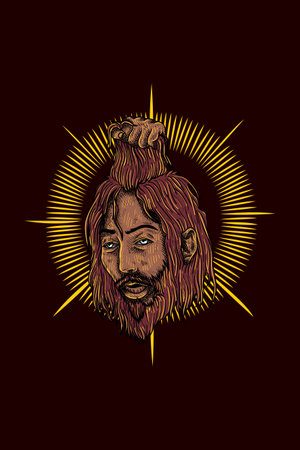 Scary man head vector illustrationのイラスト素材