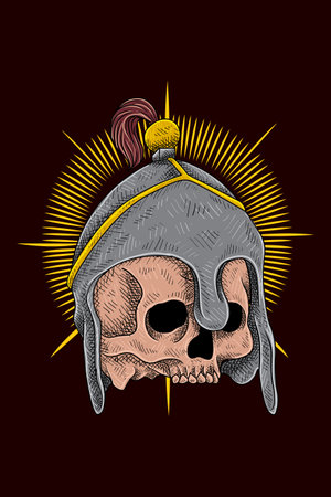 Warrior head skull vector illustrationのイラスト素材