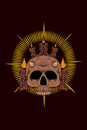Skull with candle vector illustrationのイラスト素材