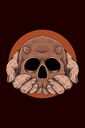 Skull with hand vector illustrationのイラスト素材