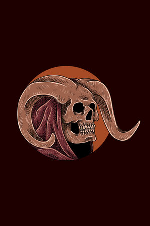 Horned skull with cloak vector illustrationのイラスト素材
