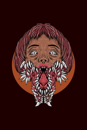 Monster girl head vector illustrationのイラスト素材