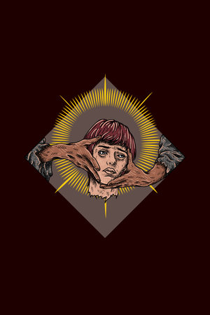 Head with hand vector illustrationのイラスト素材