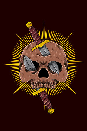 Skull with dagger vector illustrationのイラスト素材