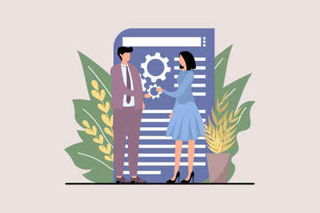 Business Cooperation Flat Design Illustrationのイラスト素材