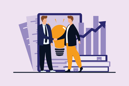 Business Cooperation Flat Design Illustrationのイラスト素材