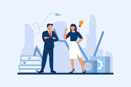 Business Discussion Flat Design Illustrationのイラスト素材