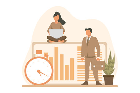 Business Analysis Flat Design Illustrationのイラスト素材