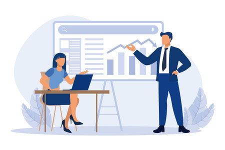 Business Discussion Flat Design Illustrationのイラスト素材