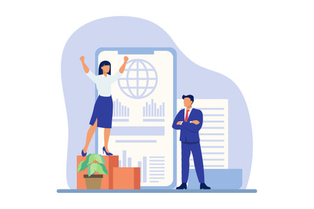 Business Discussion Flat Design Illustrationのイラスト素材