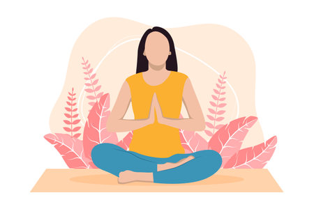 Yoga Meditation Flat Design Illustrationのイラスト素材