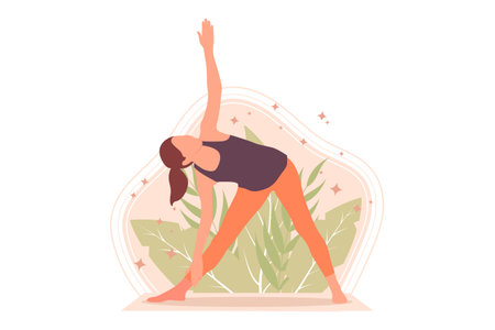 Yoga Exercise Flat Design Illustrationのイラスト素材