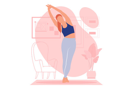 Yoga Activity Flat Design Illustrationのイラスト素材