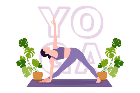 Yoga Activity Flat Design Illustrationのイラスト素材