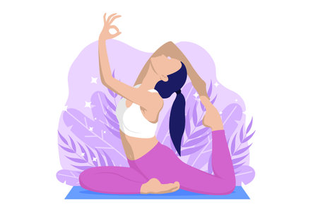 Yoga Exercise Flat Design Illustrationのイラスト素材